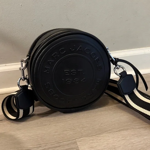 Marc Jacobs Black Circular Crossbody with Striped Strap - Picture 5 of 5
